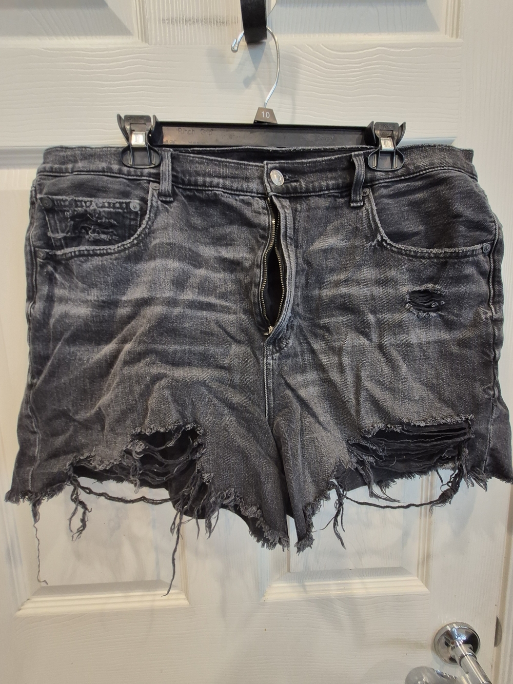 American Eagle Outfitters Black Distressed High-Rise Jean Shorts